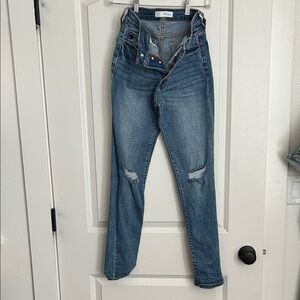 KHAITE Blue Ripped Skinny Jeans